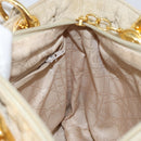 Christian Dior Canage Lady Dior Hand Bag Nylon Beige Gold Auth 142896-19
