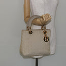 Christian Dior Canage Lady Dior Hand Bag Nylon Beige Gold Auth 142896-22