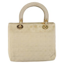 Christian Dior Canage Lady Dior Hand Bag Nylon Beige Gold Auth 142896-3