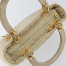Christian Dior Canage Lady Dior Hand Bag Nylon Beige Gold Auth 142896-6