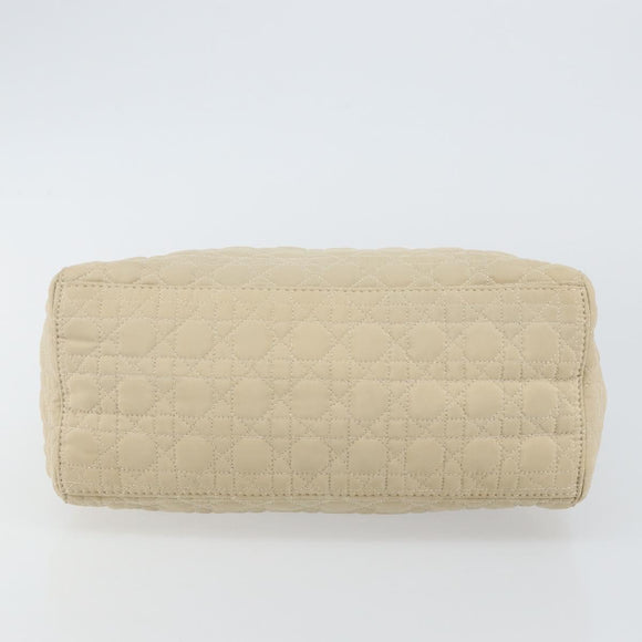 Christian Dior Canage Lady Dior Hand Bag Nylon Beige Gold Auth 142896