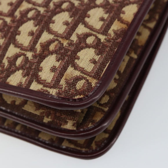 Christian Dior Trotter Canvas Shoulder Bag Red Gold Auth 142897