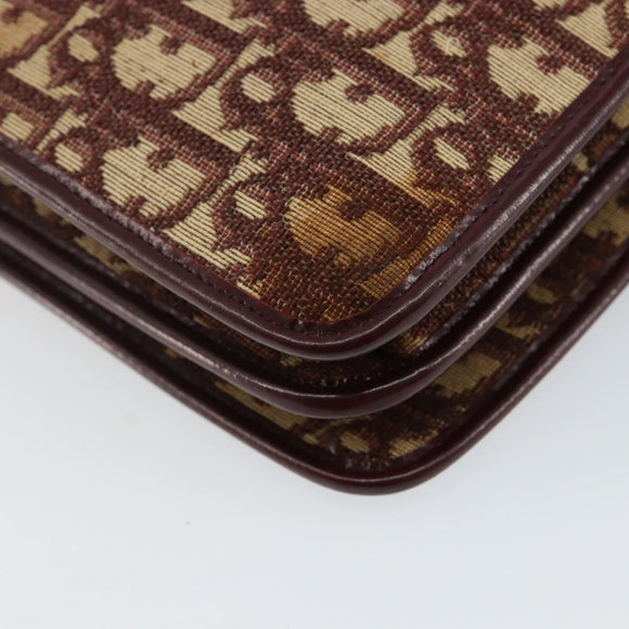 Christian Dior Trotter Canvas Shoulder Bag Red Gold Auth 142897