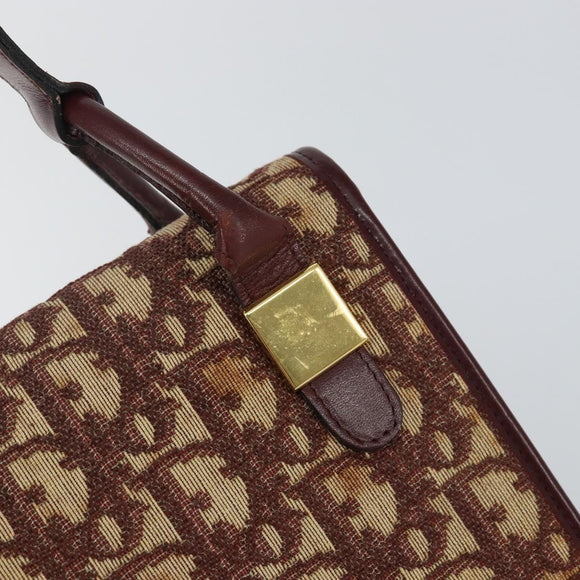 Christian Dior Trotter Canvas Shoulder Bag Red Gold Auth 142897