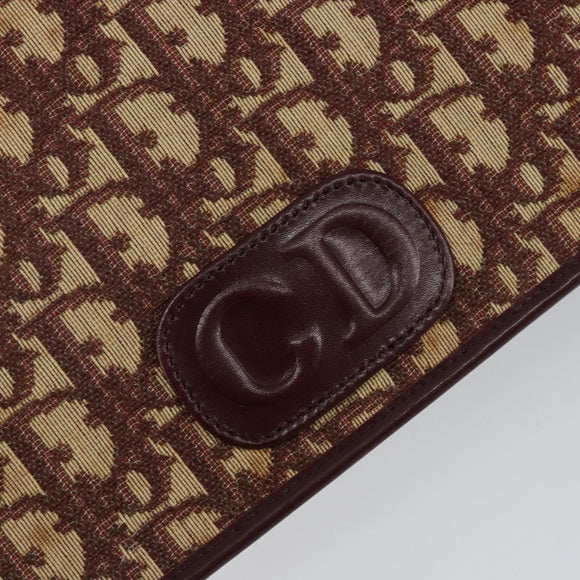 Christian Dior Trotter Canvas Shoulder Bag Red Gold Auth 142897