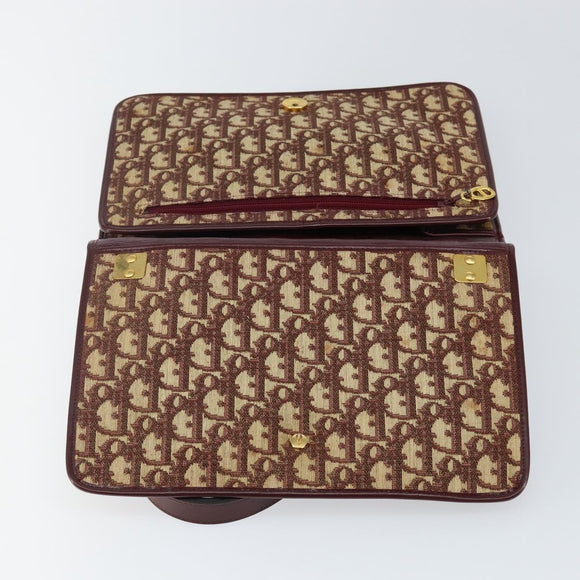 Christian Dior Trotter Canvas Shoulder Bag Red Gold Auth 142897