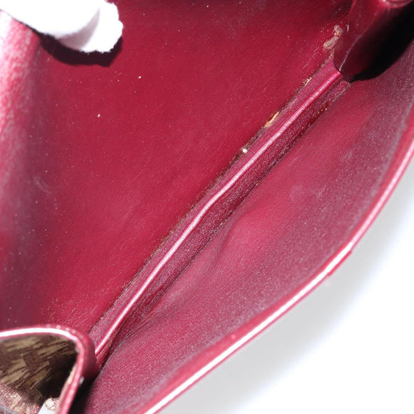 Christian Dior Trotter Canvas Shoulder Bag Red Gold Auth 142897