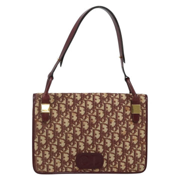 Christian Dior Trotter Canvas Shoulder Bag Red Gold Auth 142897 - 0