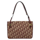 Christian Dior Trotter Canvas Shoulder Bag Red Gold Auth 142897-3