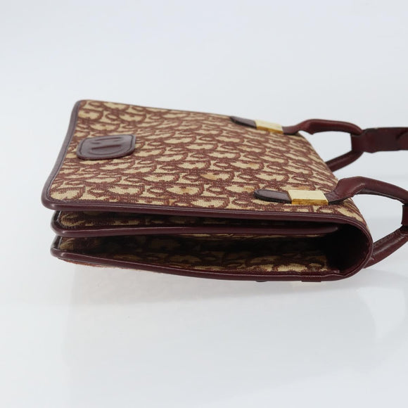 Christian Dior Trotter Canvas Shoulder Bag Red Gold Auth 142897