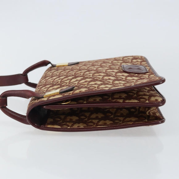 Christian Dior Trotter Canvas Shoulder Bag Red Gold Auth 142897