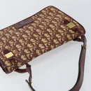 Christian Dior Trotter Canvas Shoulder Bag Red Gold Auth 142897-6