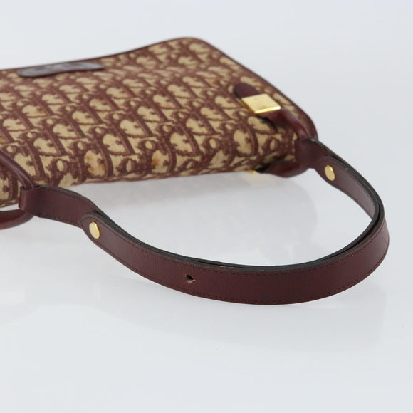 Christian Dior Trotter Canvas Shoulder Bag Red Gold Auth 142897
