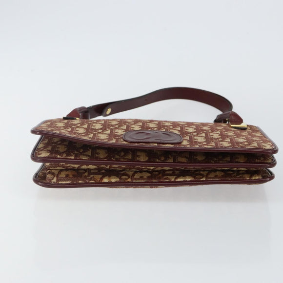 Christian Dior Trotter Canvas Shoulder Bag Red Gold Auth 142897
