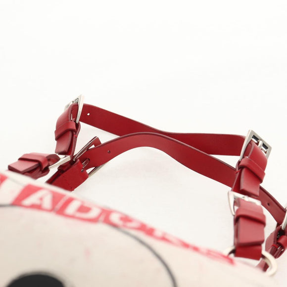 Christian Dior Hardcore Boston Bag Canvas White Red Auth 142899A