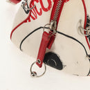 Christian Dior Hardcore Boston Bag Canvas White Red Auth 142899A-20