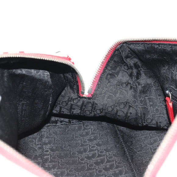 Christian Dior Hardcore Boston Bag Canvas White Red Auth 142899A