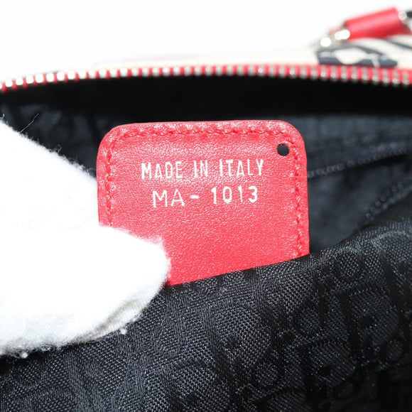Christian Dior Hardcore Boston Bag Canvas White Red Auth 142899A