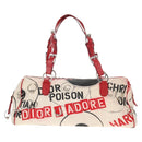 Christian Dior Hardcore Boston Bag Canvas White Red Auth 142899A-13