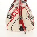 Christian Dior Hardcore Boston Bag Canvas White Red Auth 142899A-7