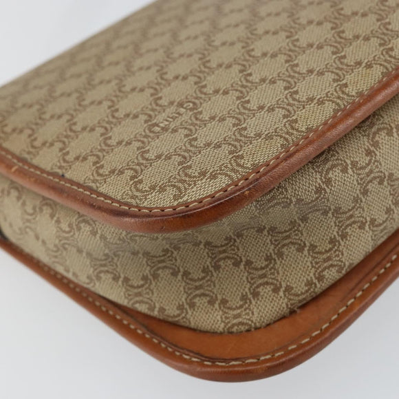 CELINE Macadam Canvas Shoulder Bag PVC Beige Gold Auth 142901