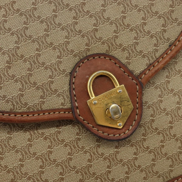 CELINE Macadam Canvas Shoulder Bag PVC Beige Gold Auth 142901