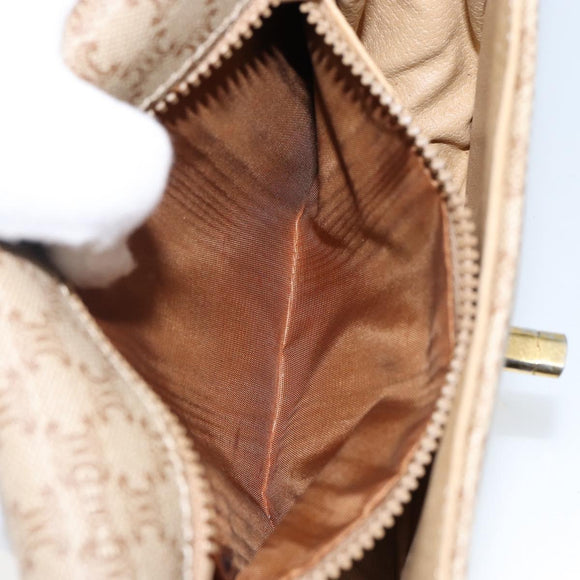 CELINE Macadam Canvas Shoulder Bag PVC Beige Gold Auth 142901