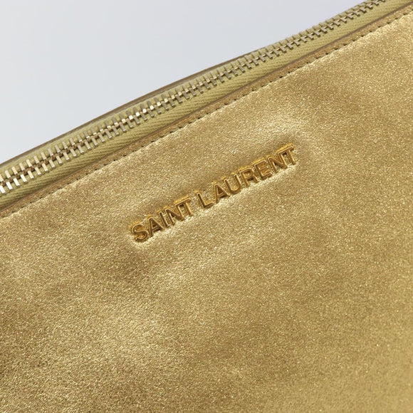SAINT LAURENT Clutch Bag Leather Gold 328517 Auth 142902