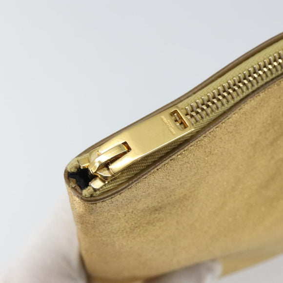 SAINT LAURENT Clutch Bag Leather Gold 328517 Auth 142902