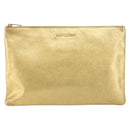SAINT LAURENT Clutch Bag Leather Gold 328517 Auth 142902-2