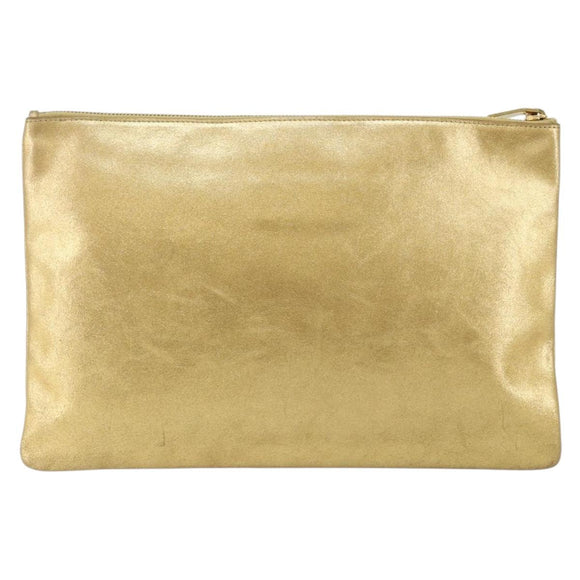 SAINT LAURENT Clutch Bag Leather Gold 328517 Auth 142902