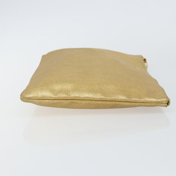 SAINT LAURENT Clutch Bag Leather Gold 328517 Auth 142902
