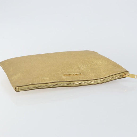 SAINT LAURENT Clutch Bag Leather Gold 328517 Auth 142902