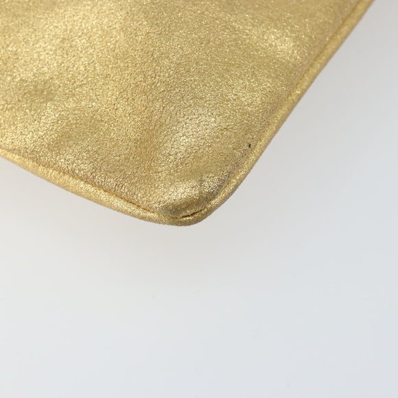 SAINT LAURENT Clutch Bag Leather Gold 328517 Auth 142902