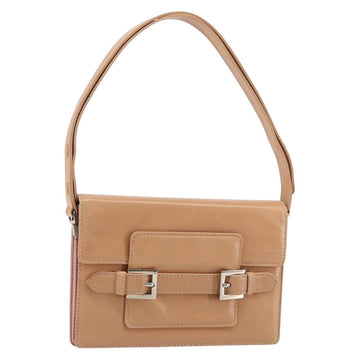 FENDI Shoulder Bag Leather Pink Silver Auth 142903