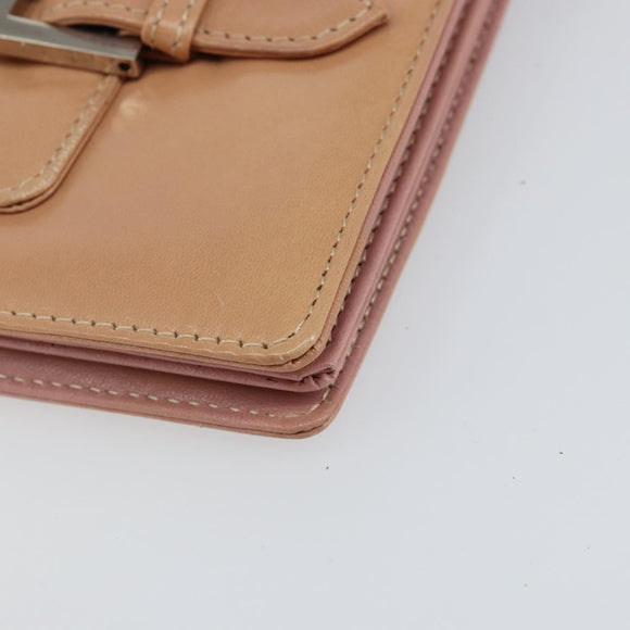 FENDI Shoulder Bag Leather Pink Silver Auth 142903