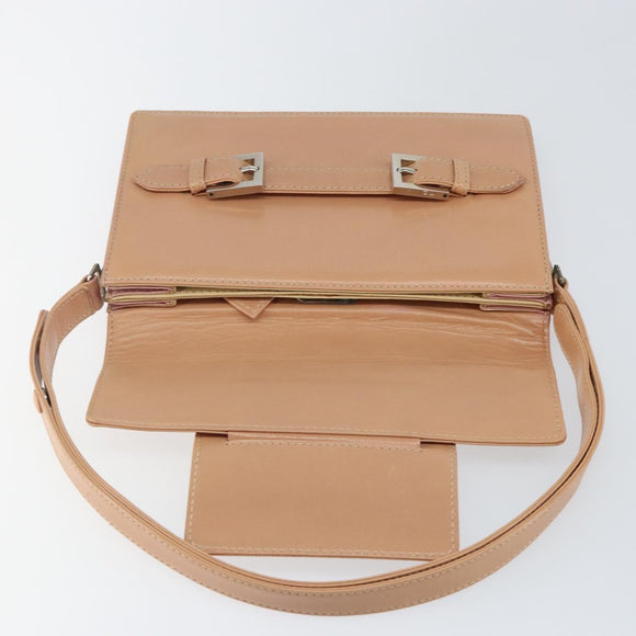 FENDI Shoulder Bag Leather Pink Silver Auth 142903