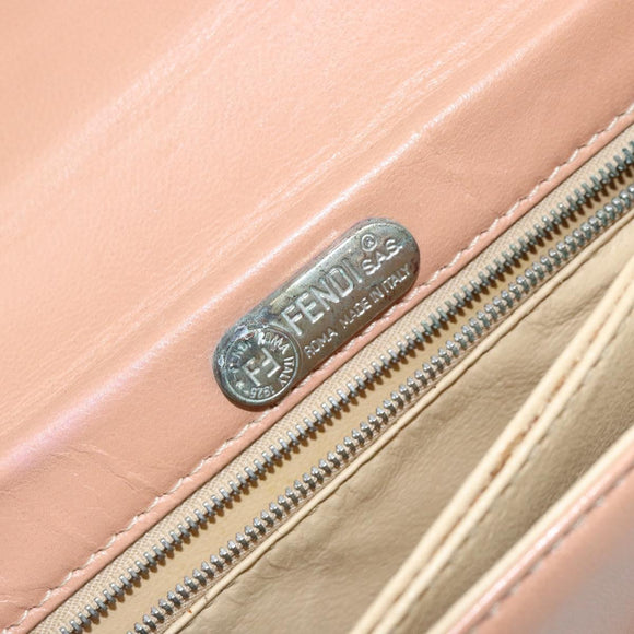 FENDI Shoulder Bag Leather Pink Silver Auth 142903