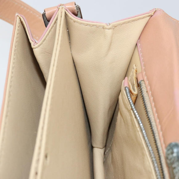 FENDI Shoulder Bag Leather Pink Silver Auth 142903