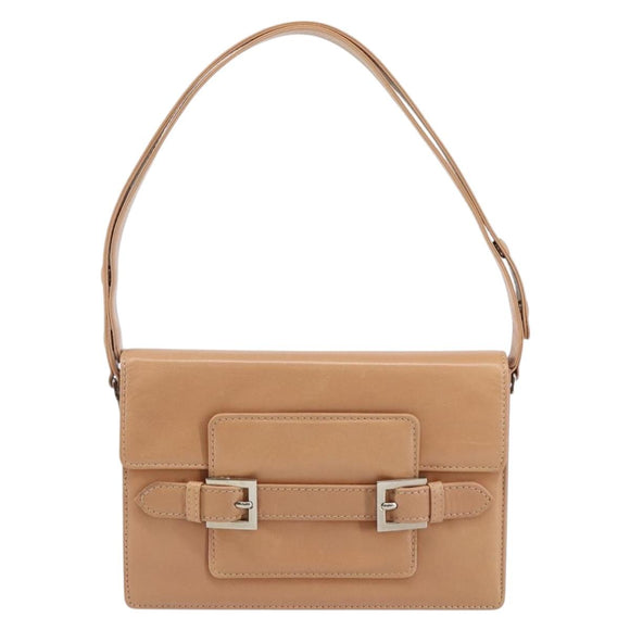 FENDI Shoulder Bag Leather Pink Silver Auth 142903