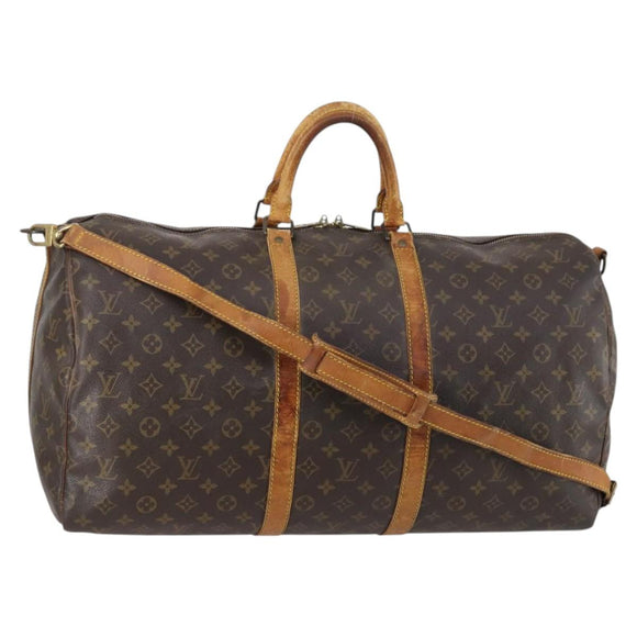 LOUIS VUITTON Monogram Keepall Bandouliere 55 Boston Bag M41414 LV Auth 142919