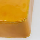 CHANEL Tote Bag Patent leather Yellow Gold CC Auth 142937-13