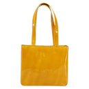 CHANEL Tote Bag Patent leather Yellow Gold CC Auth 142937-2