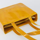 CHANEL Tote Bag Patent leather Yellow Gold CC Auth 142937-6