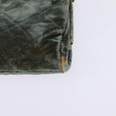 CHANEL Matelasse Clutch Bag Velor Green Gold CC Auth 142939-14