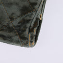 CHANEL Matelasse Clutch Bag Velor Green Gold CC Auth 142939-16