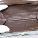 CHANEL Matelasse Clutch Bag Velor Green Gold CC Auth 142939-11