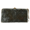 CHANEL Matelasse Clutch Bag Velor Green Gold CC Auth 142939-13