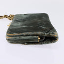 CHANEL Matelasse Clutch Bag Velor Green Gold CC Auth 142939-3