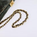 CHANEL Matelasse Clutch Bag Velor Green Gold CC Auth 142939-6